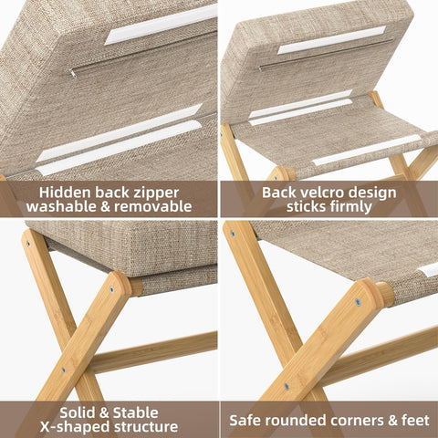 BAMBOOHOMIE Foldable Foot Stool Ottoman, Modern Foot Rest with Bamboo X Legs & Thick Foam Cushion