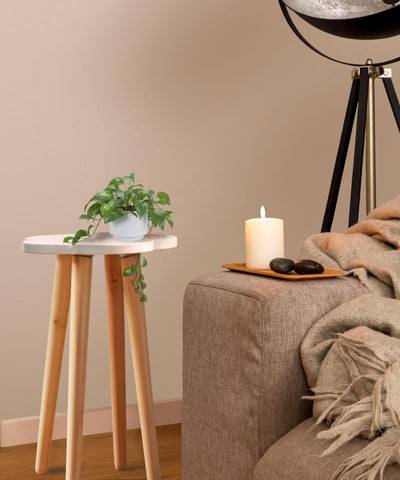 Modern White Side Table - 62cm Tall Plant Stand, Wooden Indoor Cloud Table