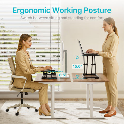 PEGZONE Standing Desk Converter, 24" x 12" Height Adjustable Desk Riser