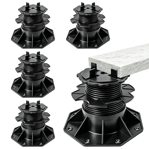 Nordswal 4 Pack Adjustable Tile & Paver Support Pedestal, Heavy Duty Paving Slab Supports with Rubber Pad, Height Adjustable 60-140mm