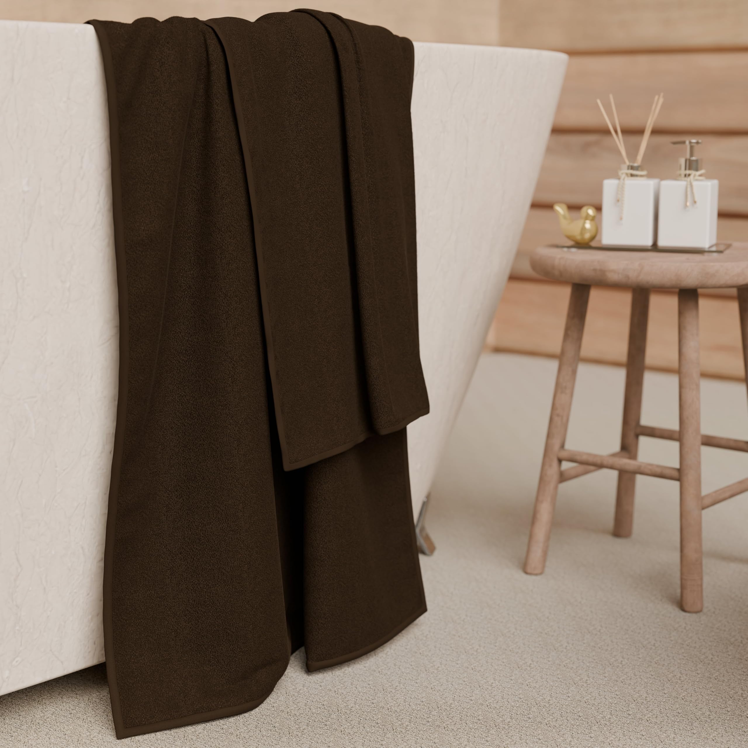 PETTI Artigiani Italiani - 100% Cotton Terry Bath Towels, 1+1 Towel Set, 2 Pieces 1 Face Towel and 1 Hand Towel, Brown Towels