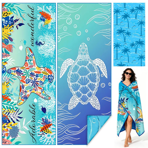 2Pack Microfibre Beach Towels for Adult,180x90cmQuick Dry Lightweight Towel