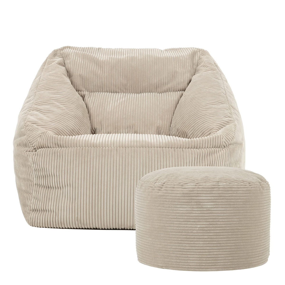 icon Natalia Cord Bean Bag Chair & Footstool with Filling Included, Beige