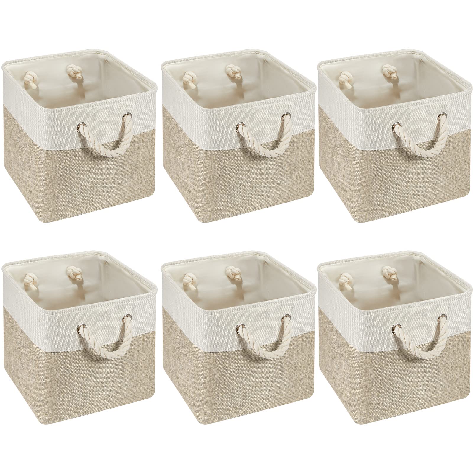 6 Pieces Cube Storage Bins Small Foldable Storage Cube Baskets with Sturdy Carry Handles Multipurpose Storage Cube Baskets Organizer Bin for Home