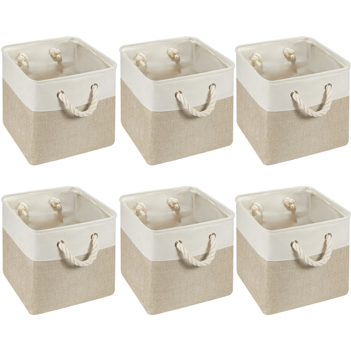 6 Pieces Cube Storage Bins Small Foldable Storage Cube Baskets with Sturdy Carry Handles Multipurpose Storage Cube Baskets Organizer Bin for Home