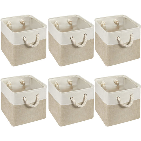 6 Pieces Cube Storage Bins Small Foldable Storage Cube Baskets with Sturdy Carry Handles Multipurpose Storage Cube Baskets Organizer Bin for Home