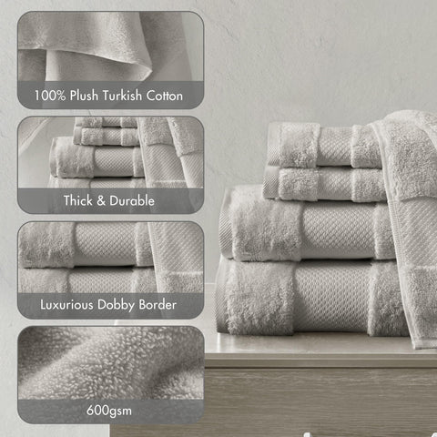 Madison Park Turkish Bath Towel Set, grey