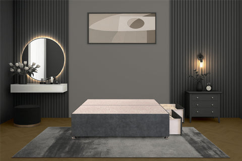 Bed Centre Flexby Divan Bed Base Only with 2 Drawers (Same Side), No Headboard - Available in 3FT, 4FT, 5FT & 6FT