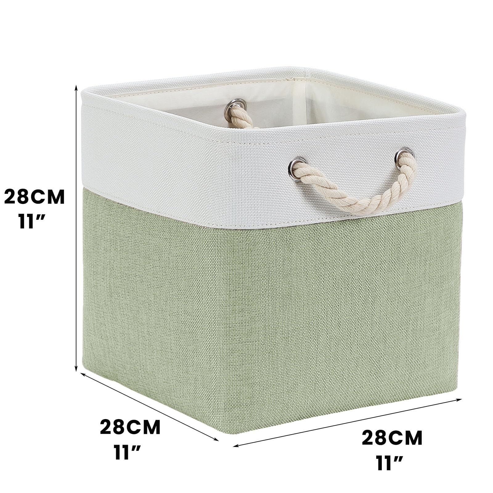 Mangata 28x28x28cm Cube Storage Boxes 4Pcs Green White Foldable Baskets
