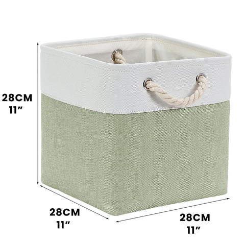 Mangata 28x28x28cm Cube Storage Boxes 4Pcs Green White Foldable Baskets