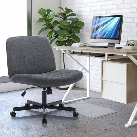 COLAMY Wide Office Chair, Padded Armless Task Vanity Chair Swivel Home Office Desk Chair 115°Rocking Mid Back Ergonomic Computer Chair for Home