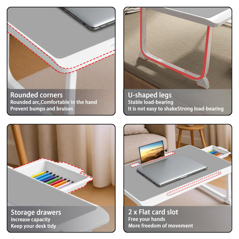 Laptop Bed Desk - Lap Desk for Breakfast in Bed, Study, Office Work, Gaming, Writing & Reading,Tray Table for Sofa, Couch