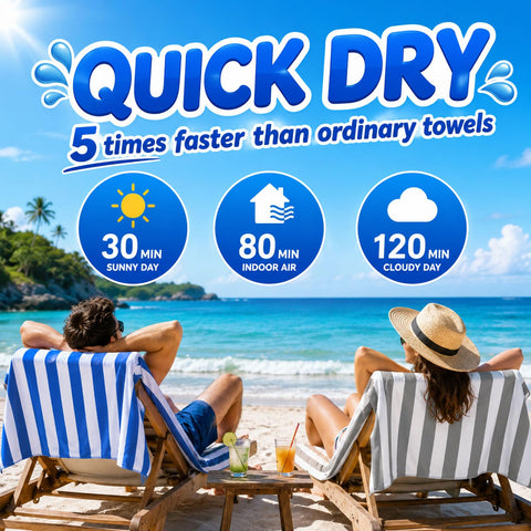 Admygo Microfibre Beach Towels for Adults - 2 Pack 180 x 90 cm Extra Large Beach Towels with Drawstring Bags