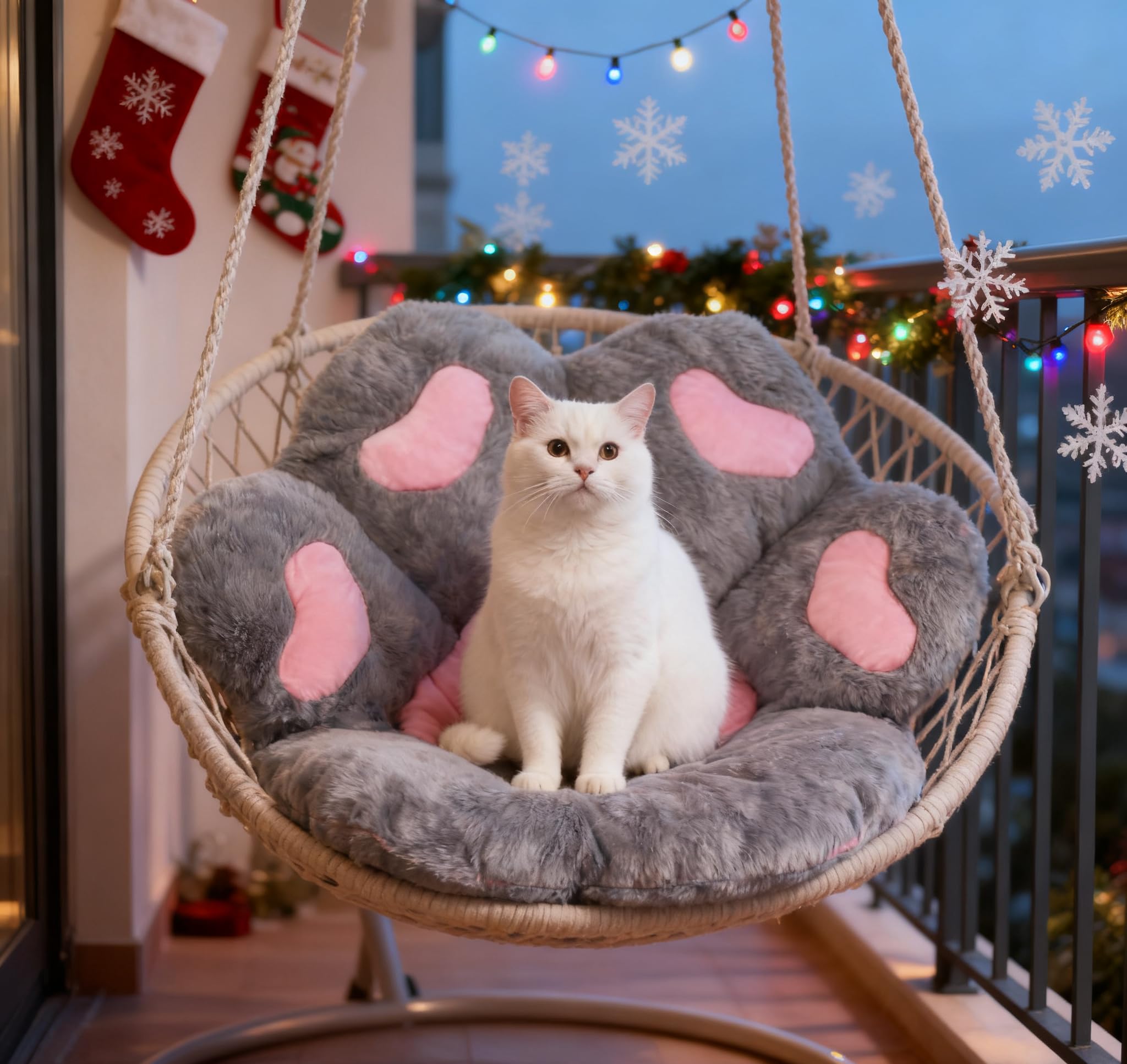 Firecos Cat Paw Cushion, Plush Paw-Shaped Seat Cushion for Armchair, Soft Warm Plush, 70x60cm (Grey)