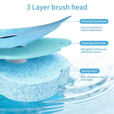 WENLISELL 100PCS Disposable Toilet Brush Refills 3 Layer Toilet Brush Heads