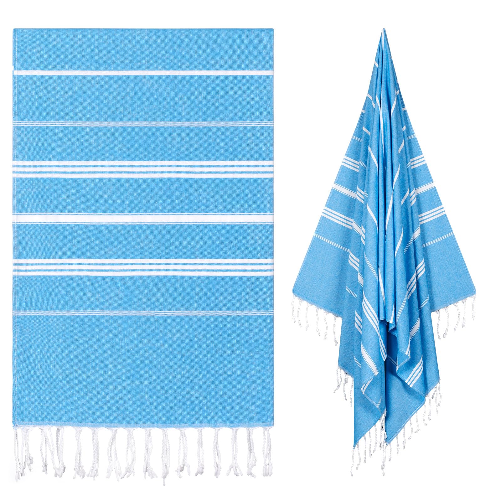 Ouxiaobai Turkish Beach Towel Oversized - 40"x70" Quick Dry Sand Free Thin Beach Towels for Adults, Extra Large Lightweigh Travel Towel(Sky Blue)