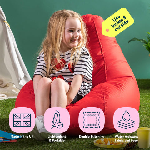 Bean Bag Bazaar Outdoor Kids Bean Bag with Filling Included, Red