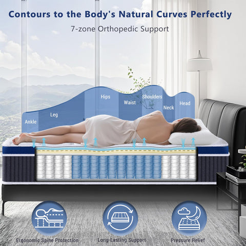 SEZMOONSI 3FT Single Mattress, 9.1 Inch Hybrid Single Size Mattress with Breathable Soft Fabric