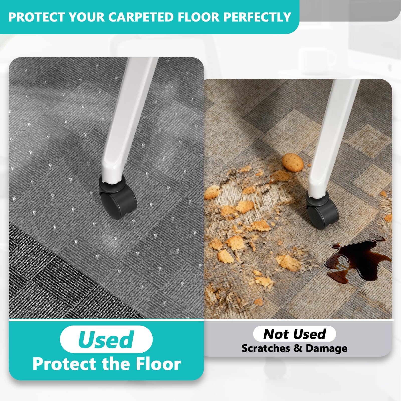 Office Chair Mat for Low Pile Carpet, Clear Heavy Duty Chair Mat with Lip