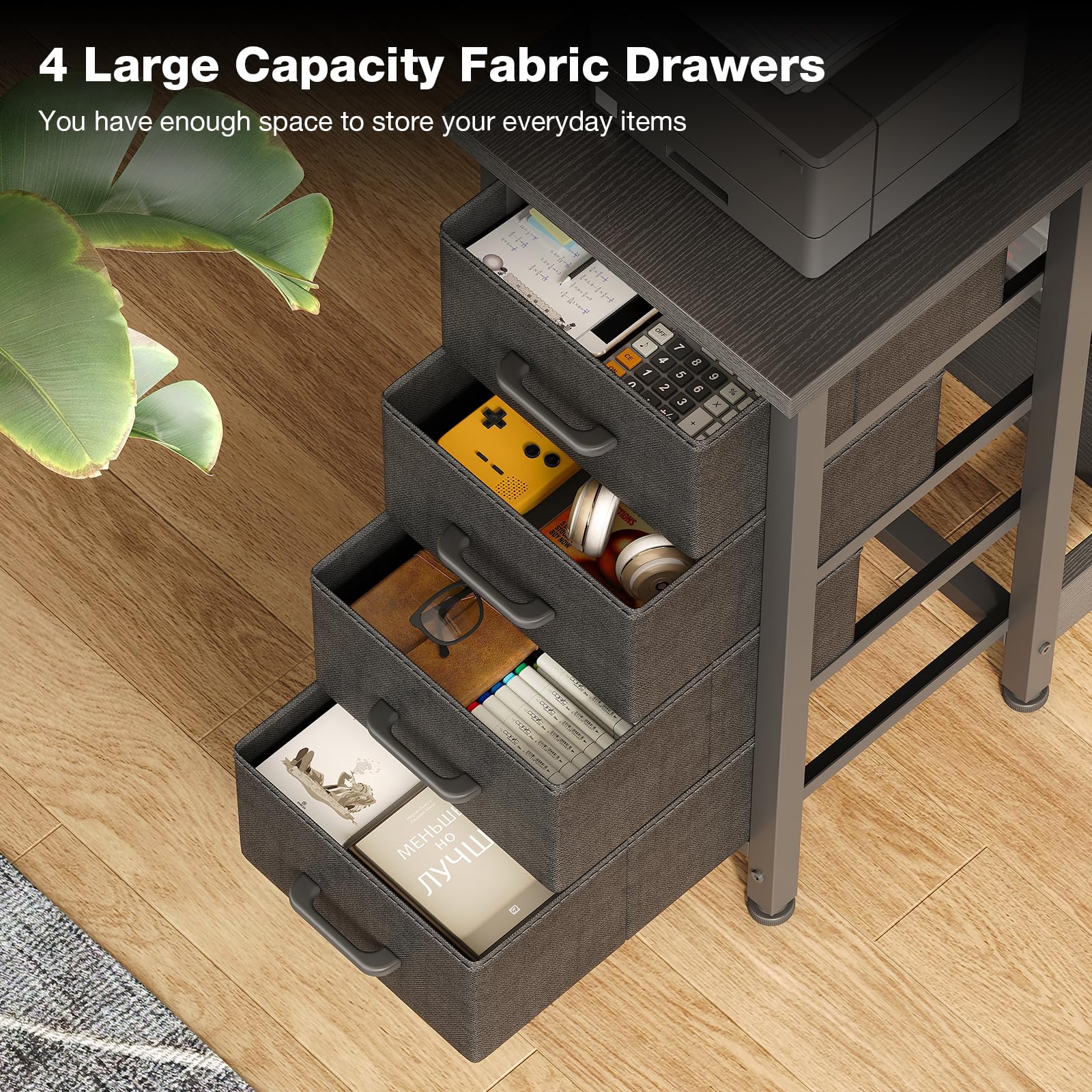 Coleshome Small Corner Desk with Drawers for Home Office, 120x70 cm, Black