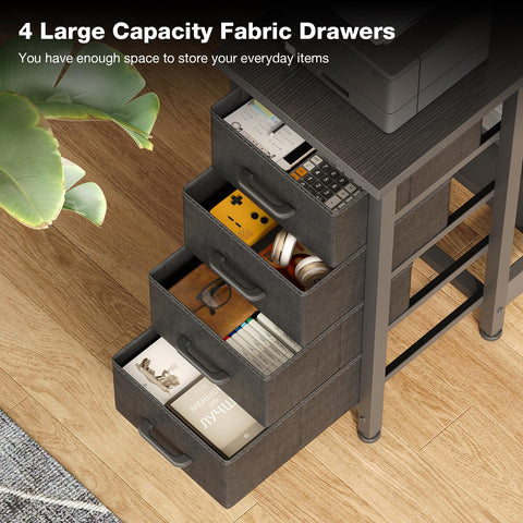 Coleshome Small Corner Desk with Drawers for Home Office, 120x70 cm, Black