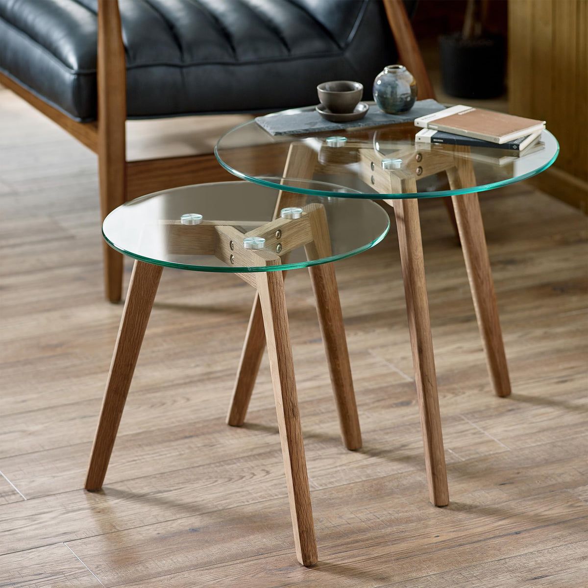 Julian Bowen Bryant Nest of Tables, Set of 2, Clear - H44 x W50 x D50cm