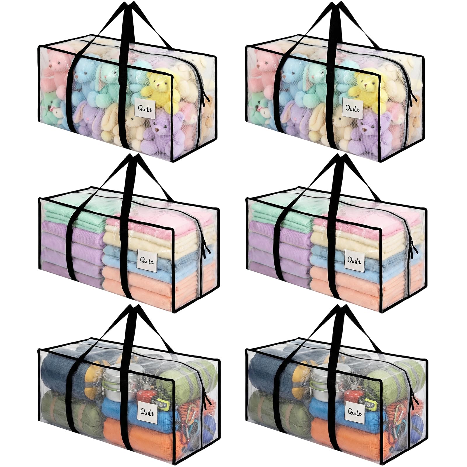 Dntorx 6 Pack 90L Moving Bags, Clear Waterproof Storage Totes