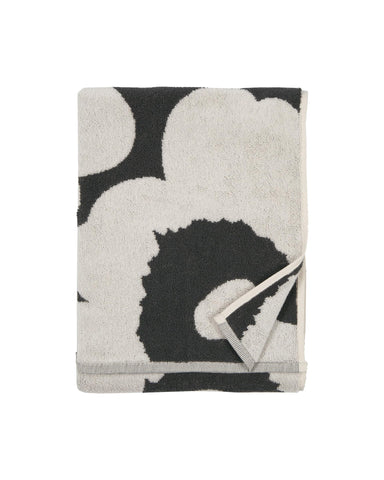 Marimekko Unikko Terry Cotton Hand Towel (Charcoal) – Floral Patterned Hand Towels – 28 in x 20 in