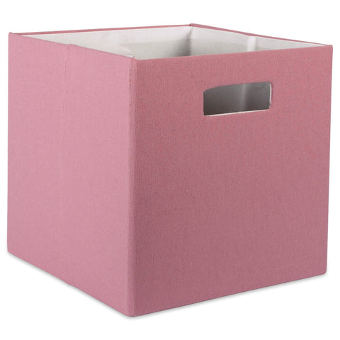 DII Hard Sided Collapsible Fabric Storage Container for Nursery, Offices, & Home Organization, (13x13x13") - Solid Rose