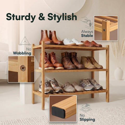 Shoe Rack Wooden - Shoe Storage Organiser - Shoes Rack Shelf Stand
