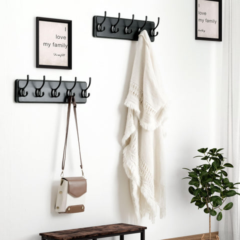 Dseap Coat Rack Wall: Patented, Heavy-Duty, 5-Double-Hooks Wooden Wall Mounted Coat Rack Coat Hanger Hook Rail for Winter Coats Hat Jacket Clothing