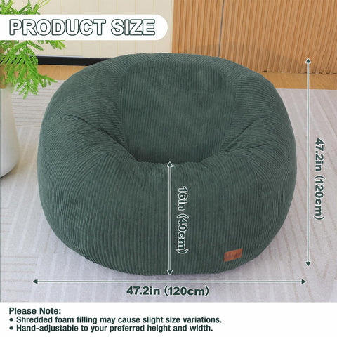 UODERS Oval Bean Bag for Adults Kids & Teens, Large Bean Bag Chair with Corduroy Cover with Handle