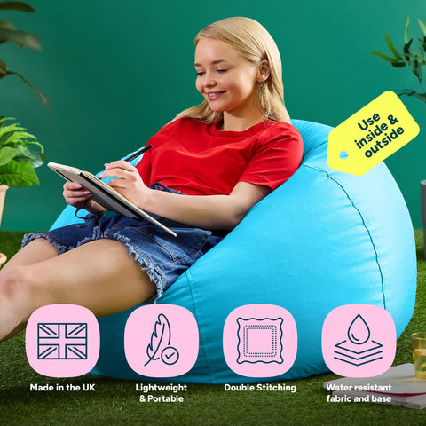Bean Bag Bazaar Kingston Outdoor Bean Bag with Filling Included, Aqua