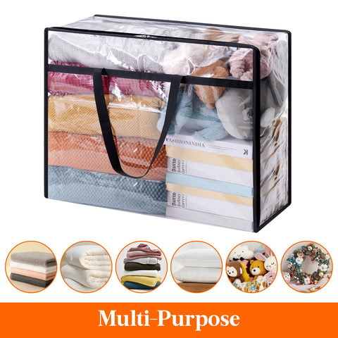Lifewit 3 Pack Clear Storage Bags, 95L Plastic Clothes Storage Bags