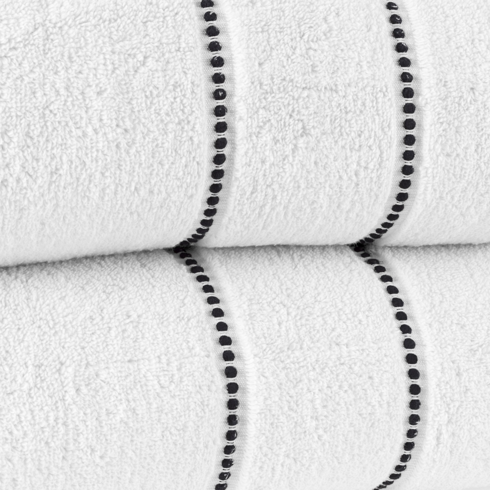 Luxury Cotton Towel Set- 2 Piece Bath Sheet Set Made From 100% Zero Twist Cotton- Quick Dry, Soft and Absorbent By Bedford Home (White/Black)