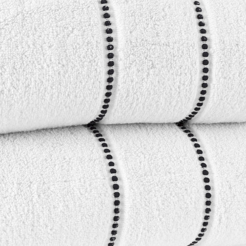 Luxury Cotton Towel Set- 2 Piece Bath Sheet Set Made From 100% Zero Twist Cotton- Quick Dry, Soft and Absorbent By Bedford Home (White/Black)