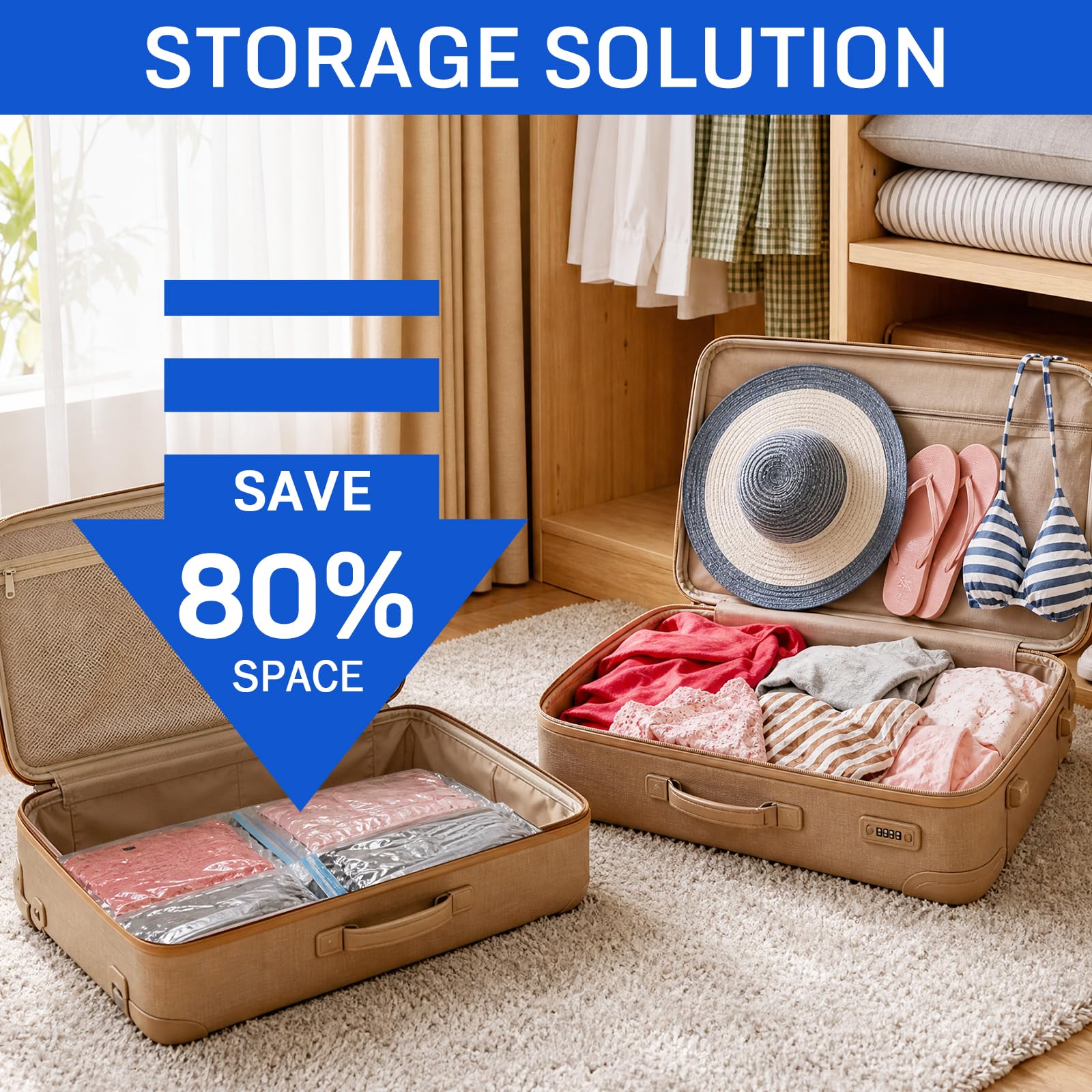 CaptainFive Small Vacuum Storage Bags 6 Packs(23.6'' x 16.1''), Small Vacuum Pack Bags for Clothes, Pillows, Comforters, duvets