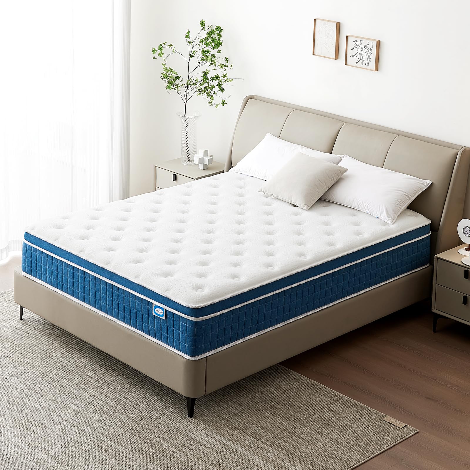 SEZMOONSI 5FT King Size Mattress, 9.1" Medium Firm King Mattress