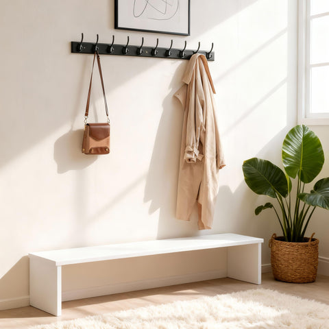 WEBI Coat Rack Wall Mounted,10 Hooks,97cm Long Wall Coat Hanger,Coat Hooks Wall Mounted for Hanging Coats,Clothes,Jacket,Black