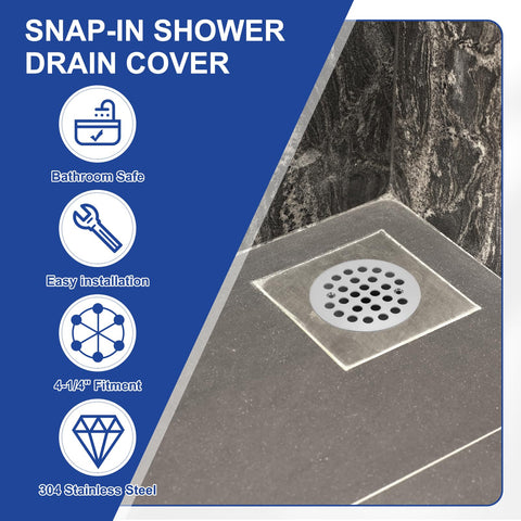 PATIKIL Shower Strainer Drain Trim Set 4-1/4", 1 Pcs 304 Stainless Steel Round Screw-in Shower Strainer Drain Cover with Screw for Bathroom Floor