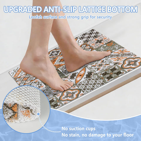 Capslpad Square Shower Mat 53x53cm-Non-Slip Anti-Mould PVC Bath Mat, Soft Quick Dry Loofah Texture with Drain Holes