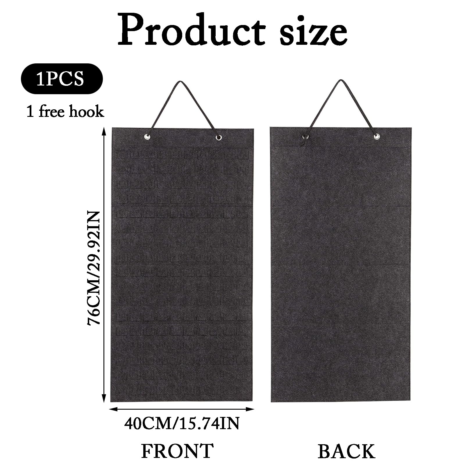 RJFUJP Pin Badge Display Canvas with Hook, 96 Slots Enamel Pin Display Board, Deep Grey Pin Badge Holder for Collecting and Showcasing Pins