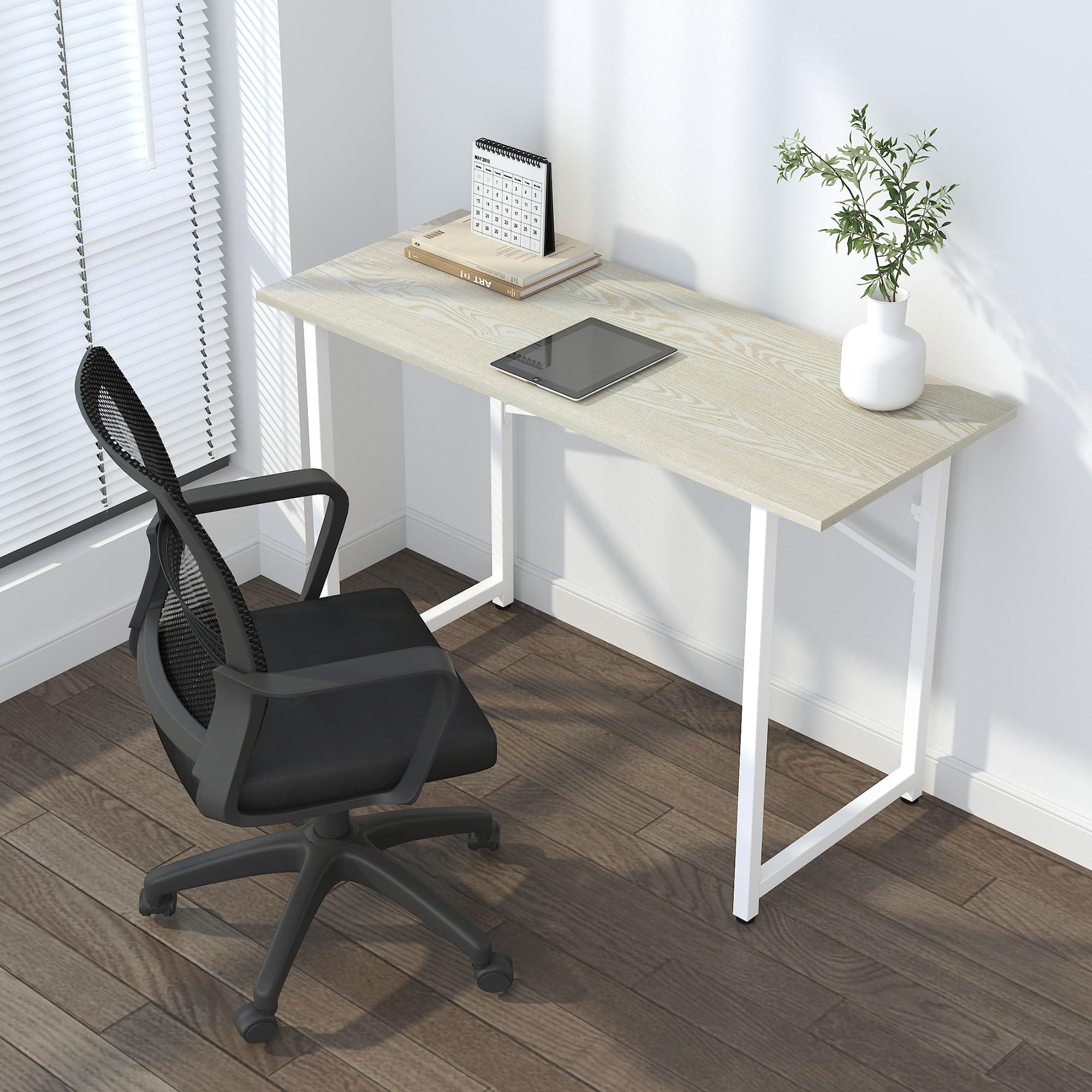 Lutown-Teen 120 cm Folding Computer Desk, Natural and White