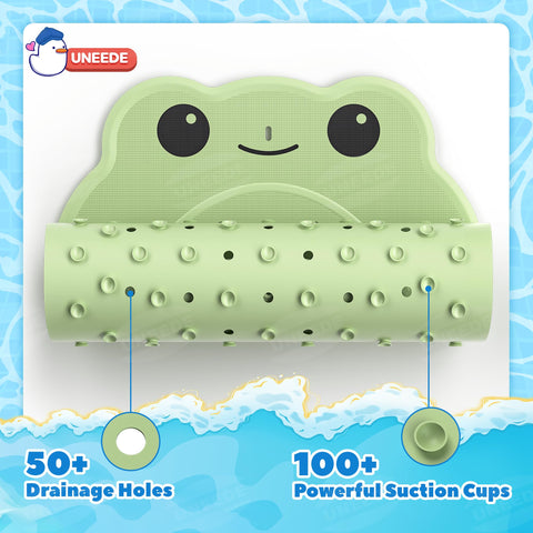 UNEEDE Non Slip Bath Mat for Kids, Frog Rubber Bathtub Mat, 76x45cm