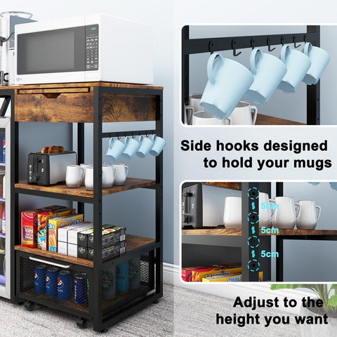 PUNCIA Coffee Bar Cabinet with Mini Fridge Space for Dorm Kitchen Retro