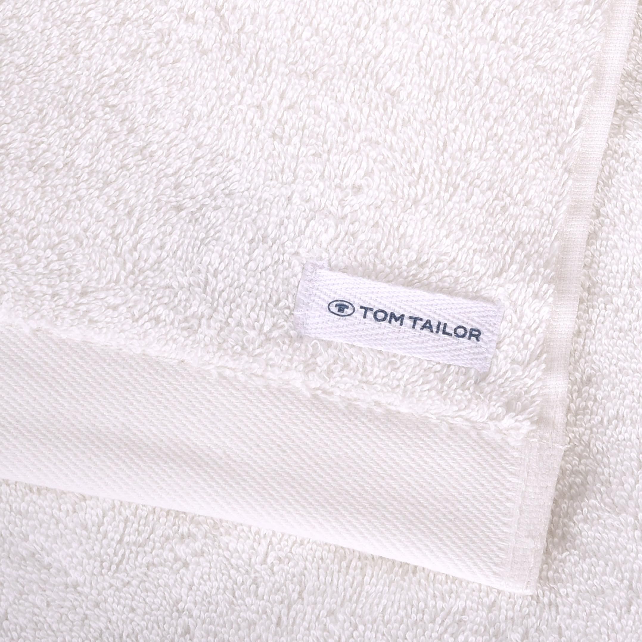 TOM TAILOR Hand Towels, Set of 2, 50 x 100 cm, 100% Cotton/Terry Towel, with Hanger and Label with Logo, Colour Bath Towel White (Crisp White)