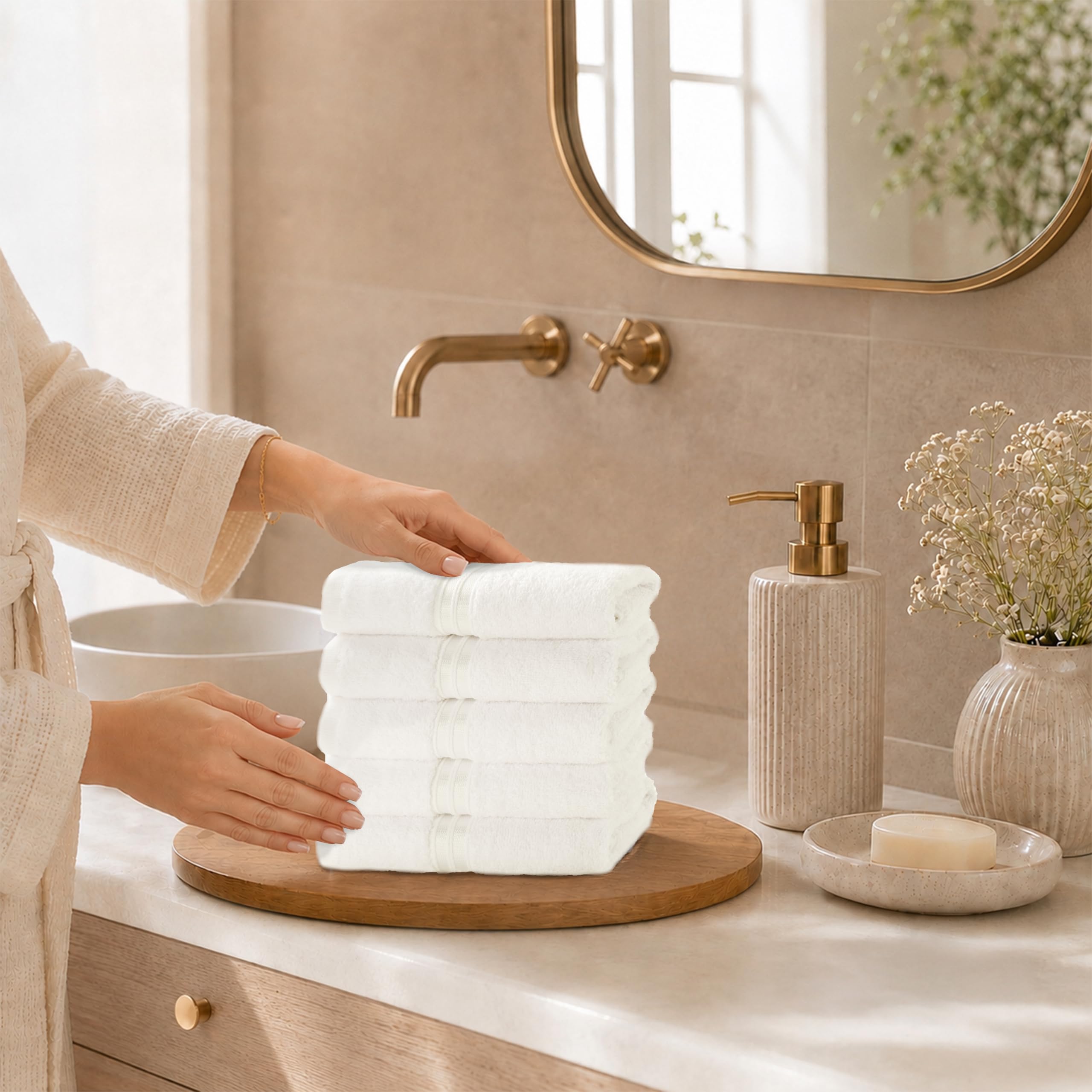 Hammetex Guest towels 5-piece Set 30x50cm, 100% Cotton Terry Cloth