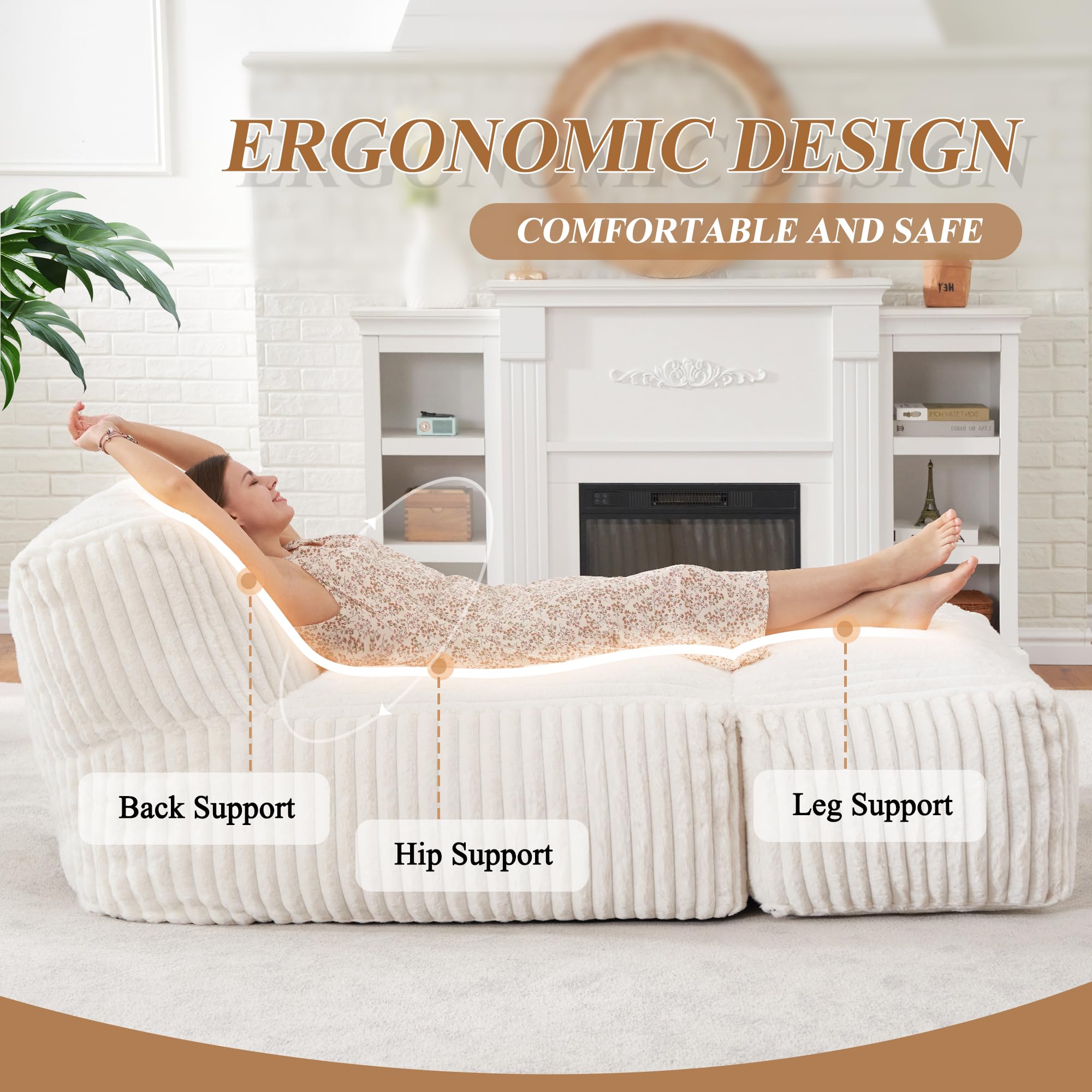 Hobestluk Adult Bean Bag Chairs with Memory Foam Lazy Sofa for Living Room