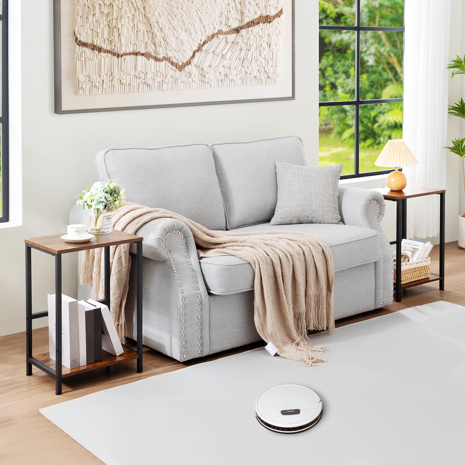 AMHANCIBLE Side Table, Bedside Table, 2-Tier Coffee Table for living room