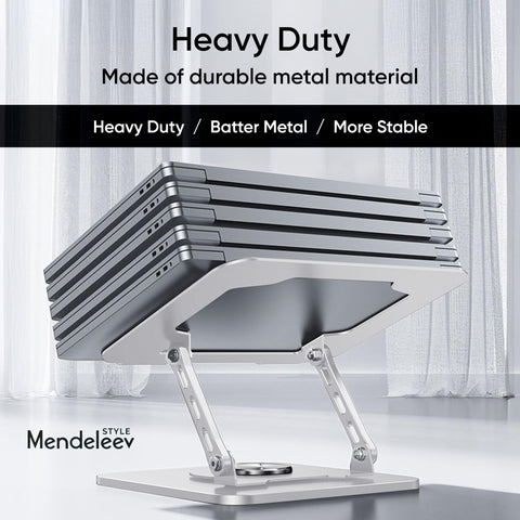 MENDELEEV STYLE Silver Laptop Stand for Desk with 360 Rotating Base Compatible with MacBook Pro/Air Notebook up to 16 Inches Computer Stand for
